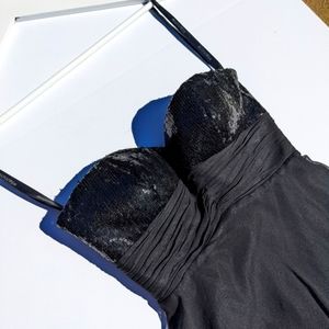 Le Femme silk little black dress strapless mini